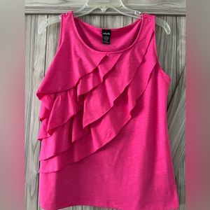 Pink Ruffled Tank Top By RAFAELLA SZ M NWOT